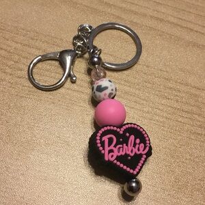 Barbie Pink and Black Heart Keychain